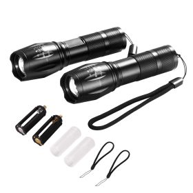 2 Pack Flashlights Torch, 2000 High Lumens 5 Modes Adjustable Focus Flashlight