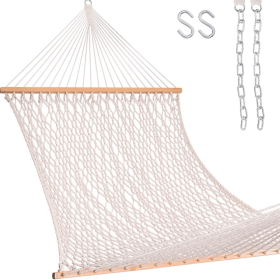 11.5 Ft Double Hammocks Rope with Hardwood Spreader Bar 2 Chains and 2 Hooks