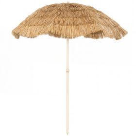 6FT Tiki Umbrella, Outdoor Hawaiian Style Patio Umbrella with 8 Ribs, Carry Bag, Outdoor Tiki Bar, Tropical Palapa (Option: Khaki-1170x150x150 mm)